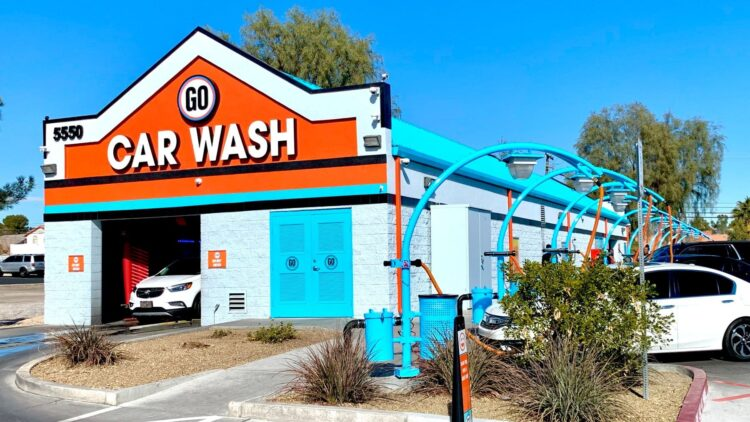 GoCarWash branding and a car going through an automatic car wash